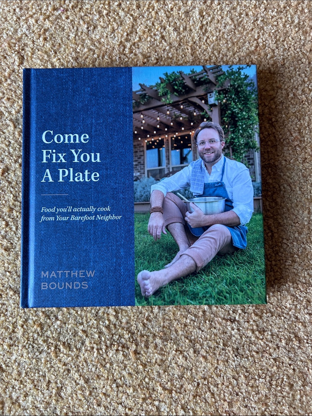 'Come Fix You A Plate' Hardcover Cookbook - Blue/Cream